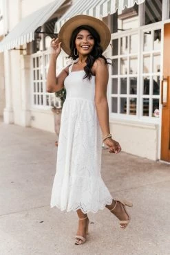 Best reviews of π€© Pink Lily Promise In My Heart White Lace Midi π Dress FINAL SALE π