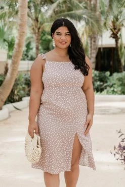 Discount π₯ Pink Lily Someone You Loved Taupe Printed Midi π Dress FINAL SALE π