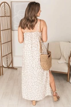 Hot Sale 💯 Pink Lily An Exotic Escape Taupe Animal Print Maxi 👗 Dress FINAL SALE 🥰 -Cheap dresses Store 172080 10 650x