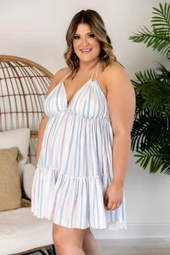 Wholesale 😉 Pink Lily A Heartbeat Song Striped Blue/Pink 👗 Dress FINAL SALE 🎉 -Cheap dresses Store 172520 11 650x