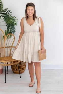 Deals 🎉 Pink Lily Traveling Countryside Tiered Beige Babydoll 👗 Dress FINAL SALE ❤️ -Cheap dresses Store 172786 2 650x