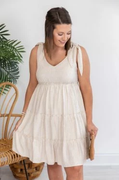 Deals 🎉 Pink Lily Traveling Countryside Tiered Beige Babydoll 👗 Dress FINAL SALE ❤️ -Cheap dresses Store 172786 5 650x