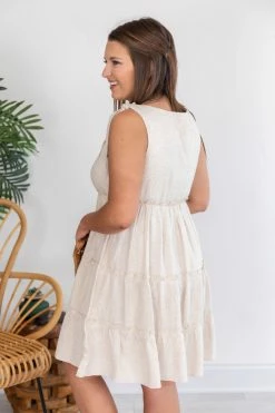 Deals 🎉 Pink Lily Traveling Countryside Tiered Beige Babydoll 👗 Dress FINAL SALE ❤️ -Cheap dresses Store 172786 8 650x