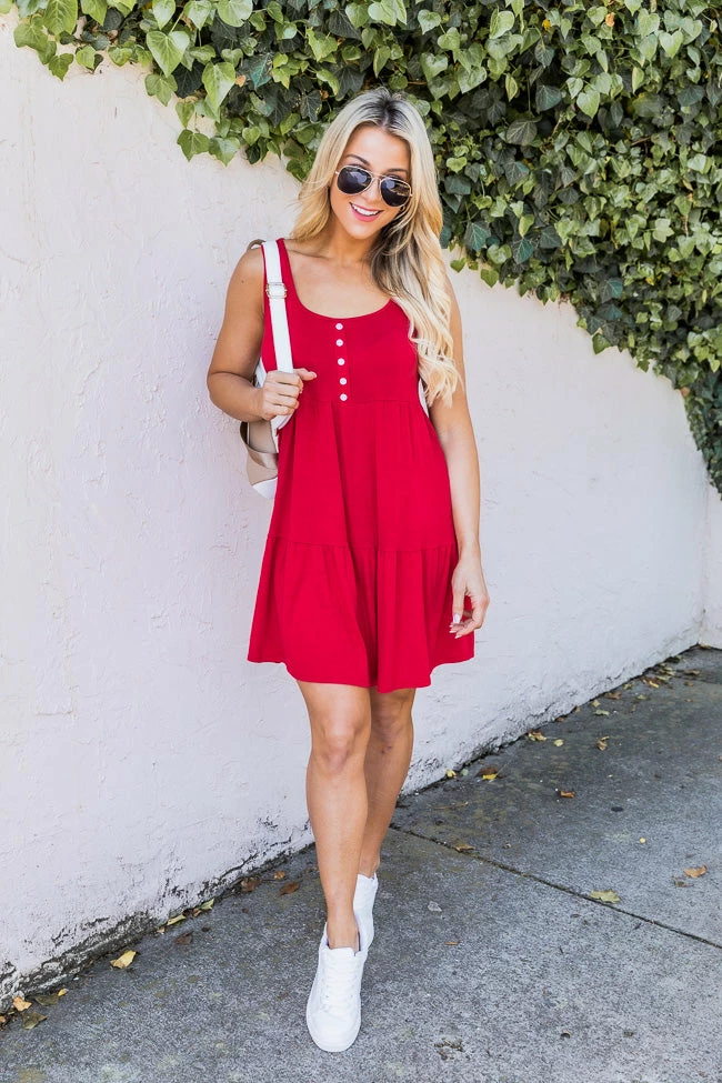 Outlet π Pink Lily Endless Ideas Red Babydoll Knit Tank π Dress FINAL SALE π₯ 2 Outlet π Pink Lily Endless Ideas Red Babydoll Knit Tank π Dress FINAL SALE π₯ - Image 2