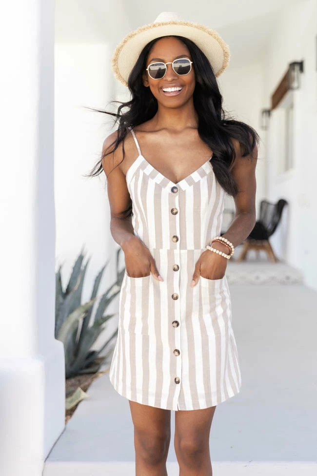 Best Sale π₯ Pink Lily Protect Your Heart Striped Taupe π Dress FINAL SALE π― 5 Best Sale π₯ Pink Lily Protect Your Heart Striped Taupe π Dress FINAL SALE π― - Image 5