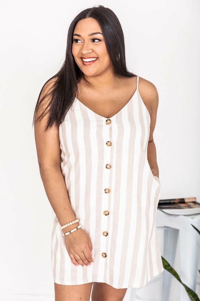 Best Sale π₯ Pink Lily Protect Your Heart Striped Taupe π Dress FINAL SALE π― 9 Best Sale π₯ Pink Lily Protect Your Heart Striped Taupe π Dress FINAL SALE π― - Image 9