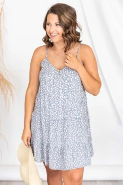 Best Sale 😉 Pink Lily Only Exception Blue Ditsy Floral 👗 Dress FINAL SALE 👏 -Cheap dresses Store 174174 9 650x