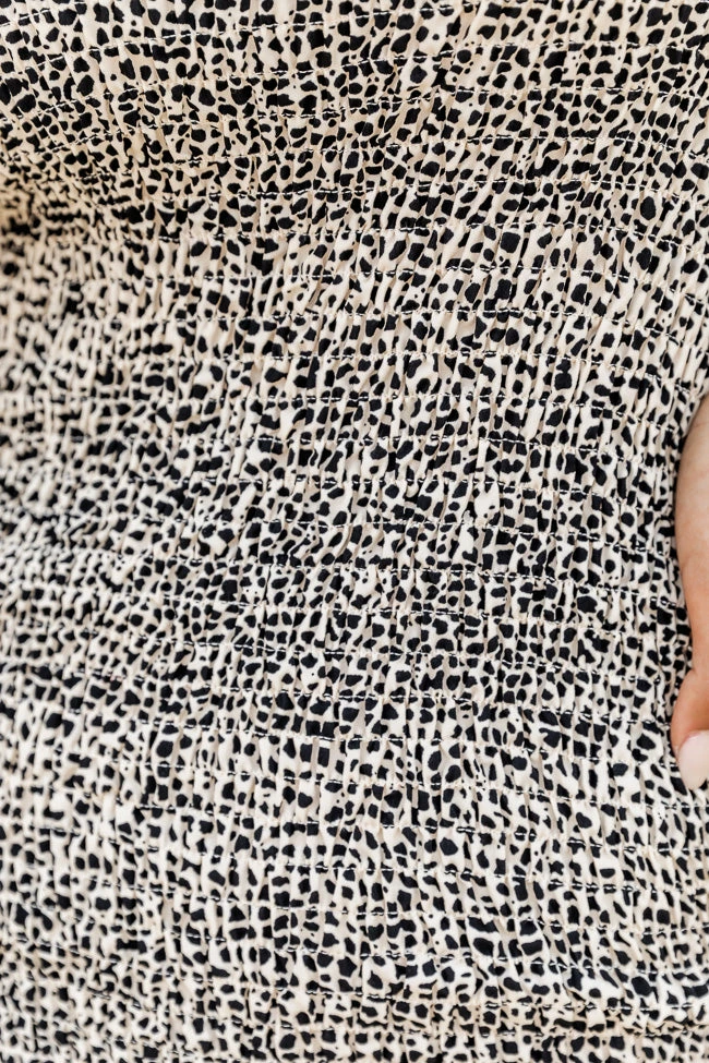 Best deal π Pink Lily Maybe Tomorrow Ivory/Black Smocked Animal Print π Dress π 4 Best deal π Pink Lily Maybe Tomorrow Ivory/Black Smocked Animal Print π Dress π - Image 4