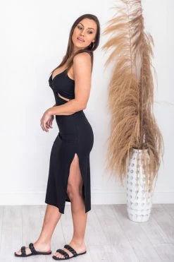 Top 10 🔥 Pink Lily Hit The Dance Floor Black Cut Out Midi 👗 Dress FINAL SALE ✨ -Cheap dresses Store 175358 3 650x