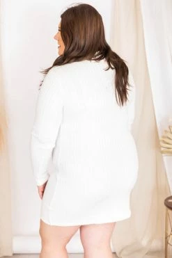 Deals 💯 Pink Lily Makes Sense Ivory Textured Turtleneck Sweater 👗 Dress FINAL SALE ❤️ -Cheap dresses Store 175864 1 650x