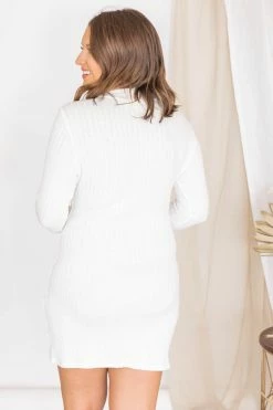 Deals 💯 Pink Lily Makes Sense Ivory Textured Turtleneck Sweater 👗 Dress FINAL SALE ❤️ -Cheap dresses Store 175864 9 650x
