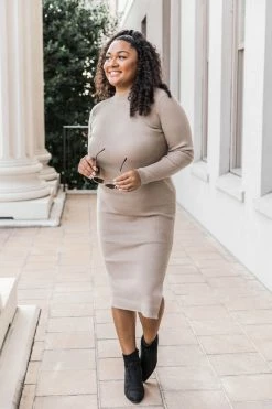 Best reviews of 🔔 Pink Lily Any Other Night Taupe Mock Neck Ribbed Midi 👗 Dress 🎁 -Cheap dresses Store 176078 175478 zuri 169208 worldscollide 6 650x