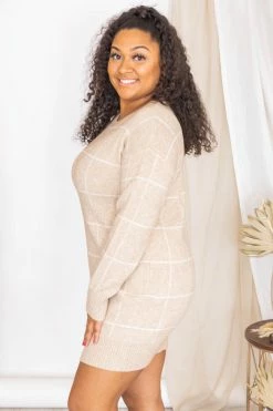 Best deal 𧨠Pink Lily Lucky One Beige Geometric Sweater π Dress π 35 Best deal 𧨠Pink Lily Lucky One Beige Geometric Sweater π Dress π -Cheap dresses Store 176220 15 650x