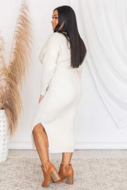 Deals 🛒 Pink Lily Main Event Cream Wrap Sweater 👗 Dress ⭐ -Cheap dresses Store 176382 1 650x