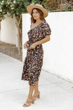 Hot Sale 😉 Pink Lily On Repeat Floral One Shoulder Ruffle Maxi 👗 Dress Black FINAL SALE 🎁 -Cheap dresses Store 176882 onrepeat 175432 raina 174116 differenttimezonescamel 3 650x