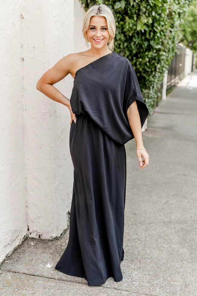 Best deal π Pink Lily Found My Forever Black One Shoulder Maxi π Dress π 2 Best deal π Pink Lily Found My Forever Black One Shoulder Maxi π Dress π - Image 2