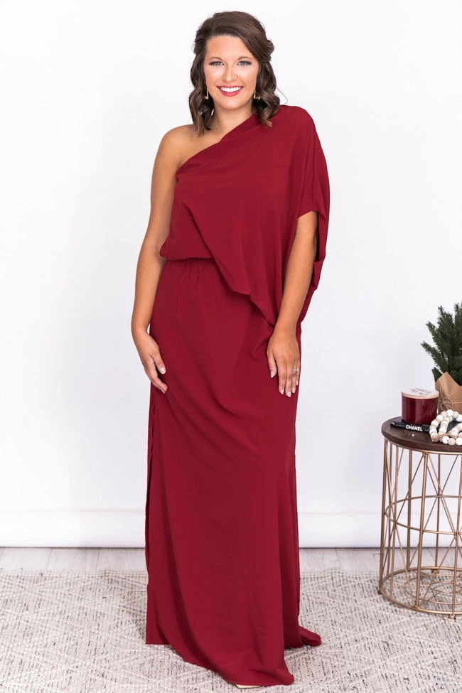 Top 10 𧨠Pink Lily Found My Forever Burgundy One Shoulder Maxi π Dress FINAL SALE β 6 Top 10 𧨠Pink Lily Found My Forever Burgundy One Shoulder Maxi π Dress FINAL SALE β - Image 6