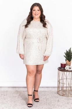 Top 10 🤩 Pink Lily Plan A Date Beige Balloon Sleeve Belted Sequin 👗 Dress FINAL SALE 🤩 -Cheap dresses Store 178032 6 650x