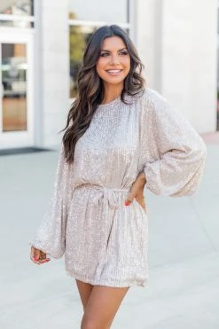 Top 10 🤩 Pink Lily Plan A Date Beige Balloon Sleeve Belted Sequin 👗 Dress FINAL SALE 🤩 -Cheap dresses Store 178032 planadate 185938 martina 9 650x