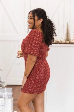 Best deal 🥰 Pink Lily Mysterious Night Puff Sleeve Red Tweed 👗 Dress FINAL SALE 🔥 -Cheap dresses Store 178182 179272 patty 176778 missedthememo 6 650x