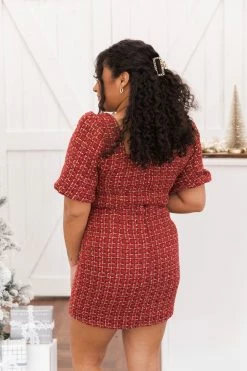 Best deal 🥰 Pink Lily Mysterious Night Puff Sleeve Red Tweed 👗 Dress FINAL SALE 🔥 -Cheap dresses Store 178182 179272 patty 176778 missedthememo 7 650x