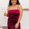 Promo ⌛ Pink Lily Everybody You Know Burgundy Velvet Tie Waist Mini 👗 Dress FINAL SALE ⌛
