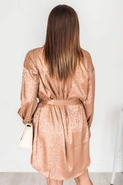 Discount 👍 Pink Lily This Is Goodbye Camel Leopard Satin 👕 Shirt 👗 Dress 💯 -Cheap dresses Store 178276 8 650x