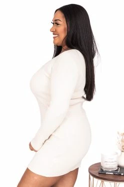 Deals 🛒 Pink Lily Stay Holding On Cream Ribbed Henley Mini 👗 Dress FINAL SALE 😍 -Cheap dresses Store 178622 1 650x