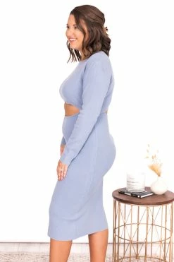 Deals 😍 Pink Lily Sweet Advice Blue Cutout Midi Sweater 👗 Dress FINAL SALE 🎁 -Cheap dresses Store 179492 4 650x
