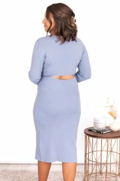 Deals 😍 Pink Lily Sweet Advice Blue Cutout Midi Sweater 👗 Dress FINAL SALE 🎁 -Cheap dresses Store 179492 5 650x