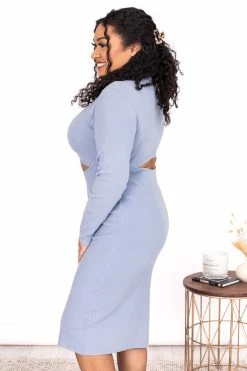 Deals 😍 Pink Lily Sweet Advice Blue Cutout Midi Sweater 👗 Dress FINAL SALE 🎁 -Cheap dresses Store 179492 8 650x