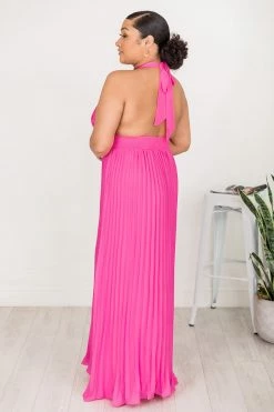 Best Pirce 🧨 Pink Lily Sunny Gleam Pink Accordion Halter Maxi 👗 Dress FINAL SALE 😍 -Cheap dresses Store 179688 1 650x