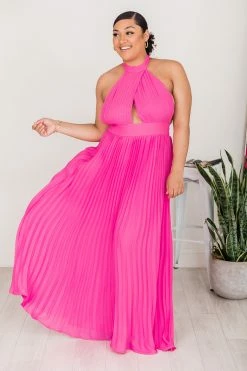 Best Pirce 🧨 Pink Lily Sunny Gleam Pink Accordion Halter Maxi 👗 Dress FINAL SALE 😍 -Cheap dresses Store 179688 3 650x
