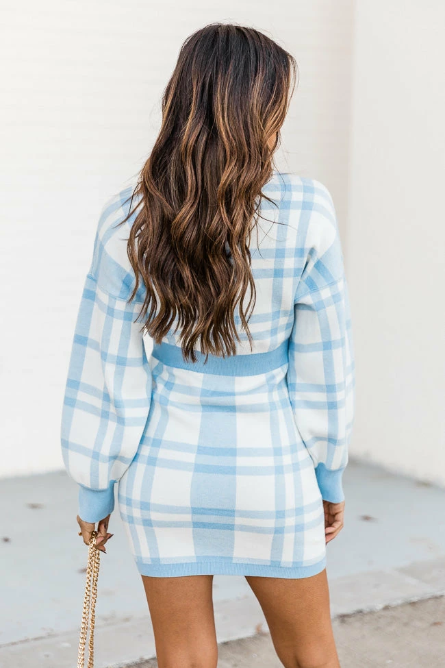 Hot Sale 🧨 Pink Lily Now Or Never Blue Plaid Sweater 👗 Dress FINAL SALE 👏 - Image 6