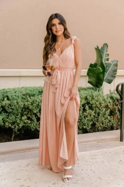 Wholesale ❤️ Pink Lily Show Up Late Peach Knot Satin Maxi 👗 Dress FINAL SALE ❤️ -Cheap dresses Store 180188 showuplate 178864 hallie 179680 holdingontomemories 7 650x