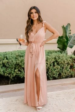 Wholesale ❤️ Pink Lily Show Up Late Peach Knot Satin Maxi 👗 Dress FINAL SALE ❤️ -Cheap dresses Store 180188 showuplate 178864 hallie 179680 holdingontomemories 8 650x