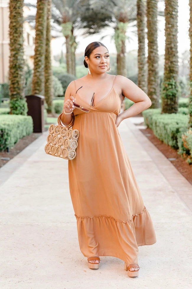 Discount ✨ Pink Lily Totally Agreeable Camel Cami Maxi 👗 Dress FINAL SALE ✔️ - Image 7