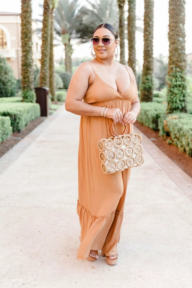 Discount ✨ Pink Lily Totally Agreeable Camel Cami Maxi 👗 Dress FINAL SALE ✔️ - Image 8