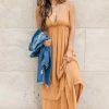 Discount ✨ Pink Lily Totally Agreeable Camel Cami Maxi 👗 Dress FINAL SALE ✔️