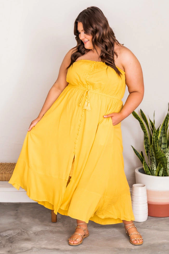 Best Pirce β Pink Lily Marigold Sunset Yellow Strapless Button Detail Midi π Dress FINAL SALE π 18 Best Pirce β Pink Lily Marigold Sunset Yellow Strapless Button Detail Midi π Dress FINAL SALE π - Image 18