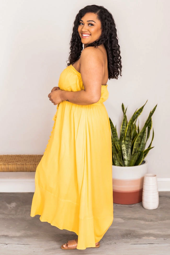 Best Pirce β Pink Lily Marigold Sunset Yellow Strapless Button Detail Midi π Dress FINAL SALE π 15 Best Pirce β Pink Lily Marigold Sunset Yellow Strapless Button Detail Midi π Dress FINAL SALE π - Image 15