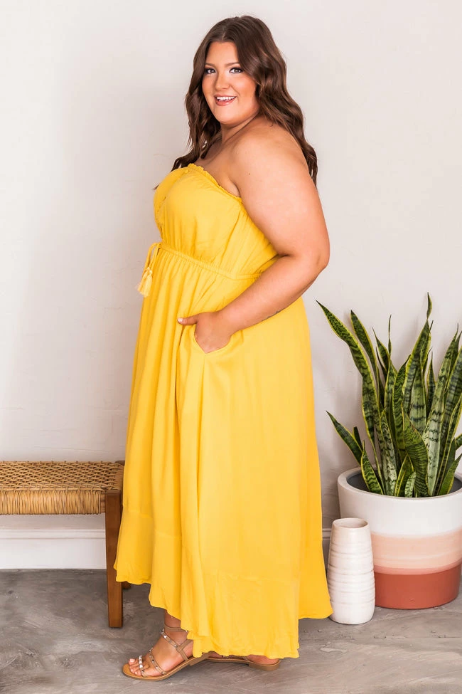 Best Pirce β Pink Lily Marigold Sunset Yellow Strapless Button Detail Midi π Dress FINAL SALE π 19 Best Pirce β Pink Lily Marigold Sunset Yellow Strapless Button Detail Midi π Dress FINAL SALE π - Image 19