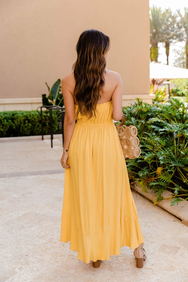 Best Pirce β Pink Lily Marigold Sunset Yellow Strapless Button Detail Midi π Dress FINAL SALE π 13 Best Pirce β Pink Lily Marigold Sunset Yellow Strapless Button Detail Midi π Dress FINAL SALE π - Image 13