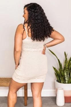 Discount 🎁 Pink Lily Stopping Time Beige Crochet Sweater 👗 Dress FINAL SALE 👍 -Cheap dresses Store 180300 8 650x