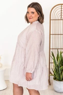 Best Pirce π Pink Lily From Now On Taupe Striped Button Front π Dress π 27 Best Pirce π Pink Lily From Now On Taupe Striped Button Front π Dress π -Cheap dresses Store 180588 4 650x