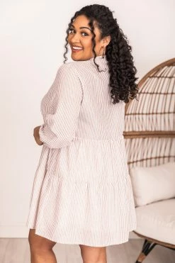 Best Pirce π Pink Lily From Now On Taupe Striped Button Front π Dress π 23 Best Pirce π Pink Lily From Now On Taupe Striped Button Front π Dress π -Cheap dresses Store 180588 650x