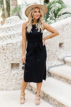 Best reviews of π Pink Lily Expecting You Black Halter Ribbed Midi π Dress FINAL SALE π₯