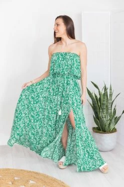 Best Pirce ❤️ Pink Lily Fading Sun Green Strapless Printed Maxi 👗 Dress FINAL SALE 🎁 -Cheap dresses Store 181304 2 650x