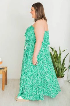 Best Pirce ❤️ Pink Lily Fading Sun Green Strapless Printed Maxi 👗 Dress FINAL SALE 🎁 -Cheap dresses Store 181304 4 650x