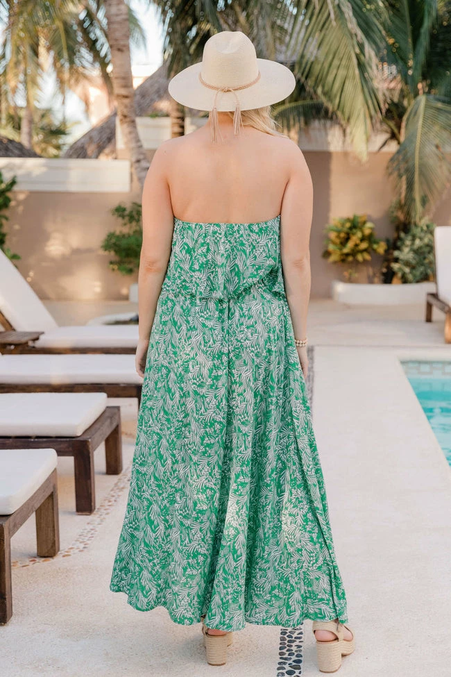 Best Pirce ❤️ Pink Lily Fading Sun Green Strapless Printed Maxi 👗 Dress FINAL SALE 🎁 - Image 16